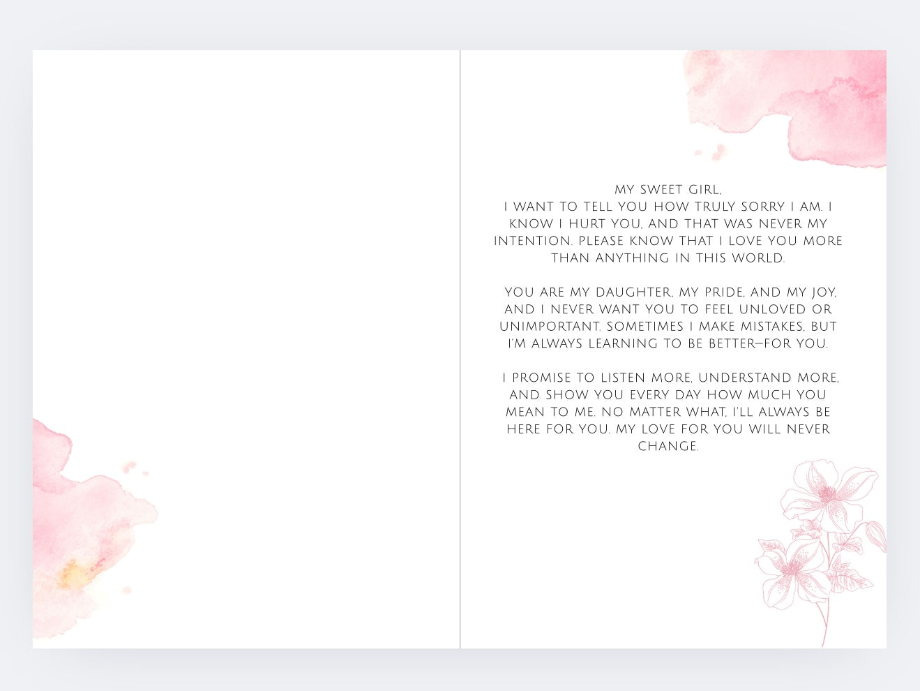 Apology cards for your Daughter