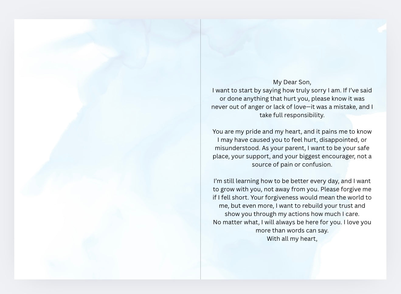 Apology card for your Son