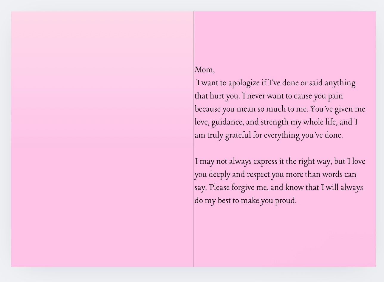 Apology card For your Mom